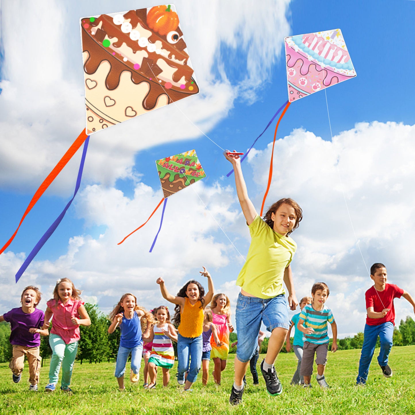 DIY Kites, Diamond Kite for Kids Easy to Fly- Creative Kite with Colorful Pens & Kite Handle for Summer Party Favors, Great Education Toys| Outdoor Beach Backyard Camping Toys