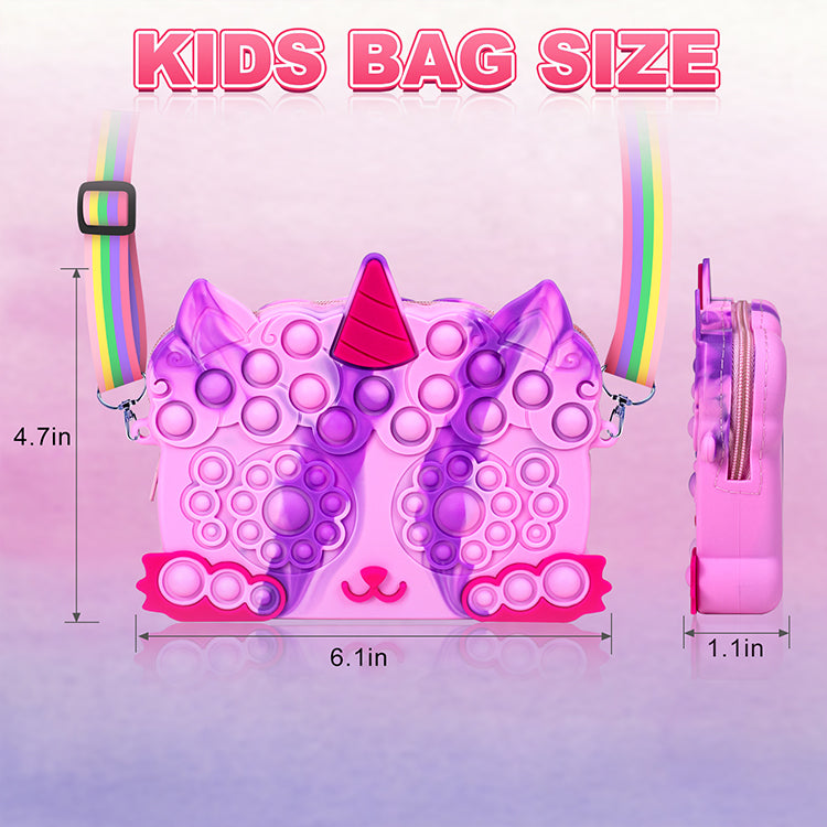 Sensory Bubble Game Fidget Toys, Toys for 2 3 4 5 Year Old Girls, Bubble Purse Pets for Toddlers Girls- ADHD Anxiety Autismand Stress Reliever Toy Unicorn Gifts for Kids Adults