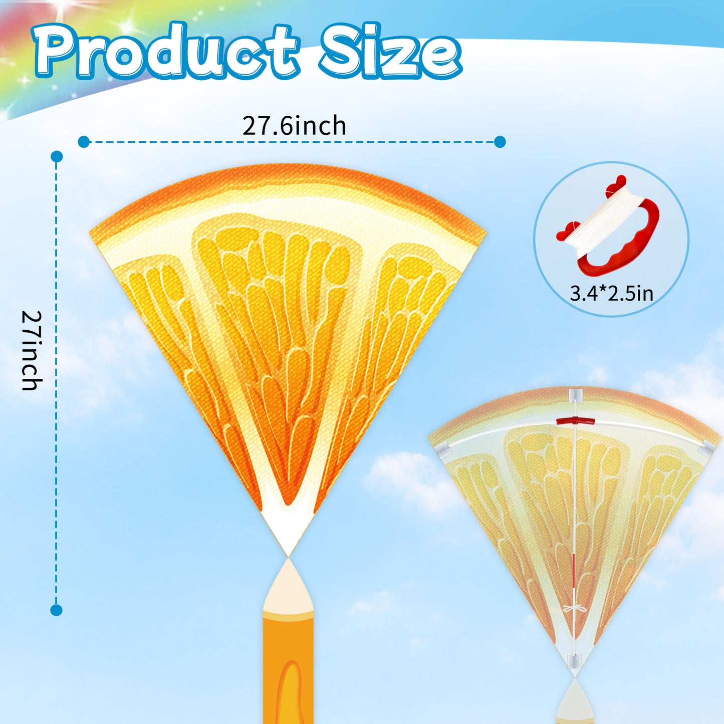 Flying Fruit Kites- Sector Single Line Kite with Colorful Tail Ribbons for Kids Ages 4-8, 8-12 & Adults - Easy to Fly for Toddlers & Beginners