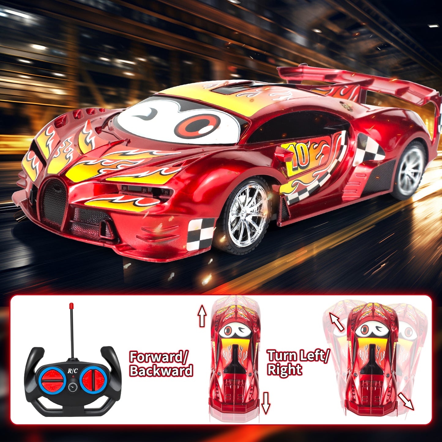 Remote Control Cars Toys for 3 4 5 6 7 8 Year Old Boys 1:18 High Speed Sports Racing Drift RC Car with LED Light Boys Girls Gifts Age 3-12 Kids Toy Birthday Presents Indoor Outdoor Game