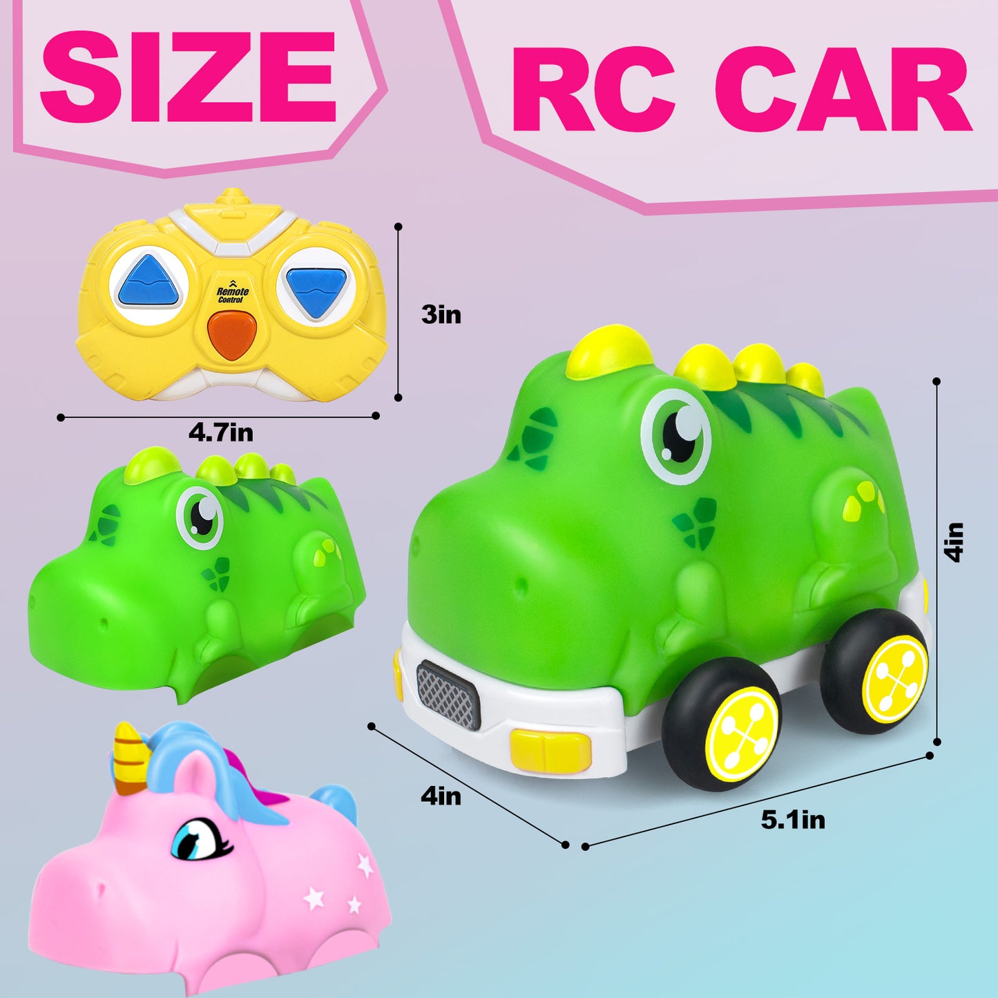 Remote Control Cars,Kids RC Car Toy for Toddlers Boys 1 2 3 Years Old,Cartoon Cars with Lights and Music Birthday Gifts for Boys Girls Age 1-3