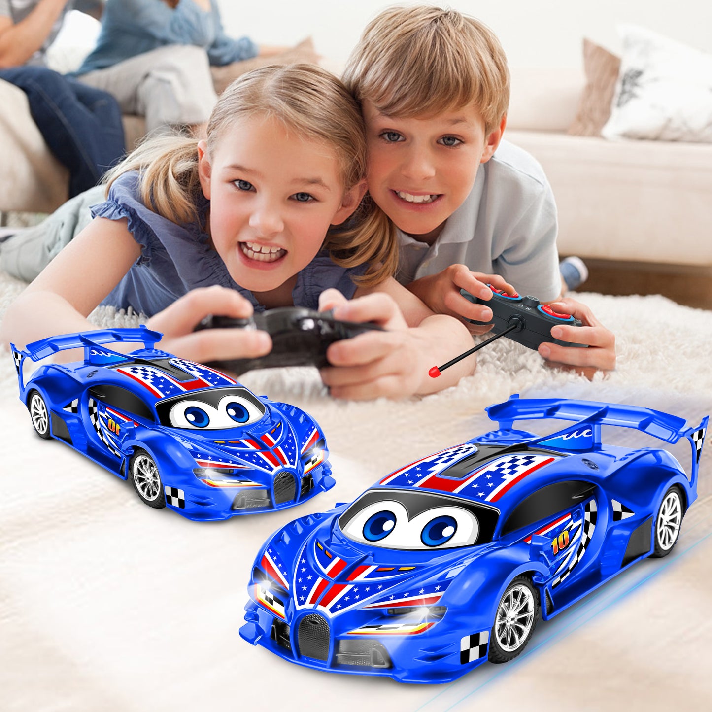 Remote Control Cars Toys for 3 4 5 6 7 8 Year Old Boys 1:18 High Speed Sports Racing Drift RC Car with LED Light Boys Girls Gifts Age 3-12 Kids Toy Birthday Presents Indoor Outdoor Game