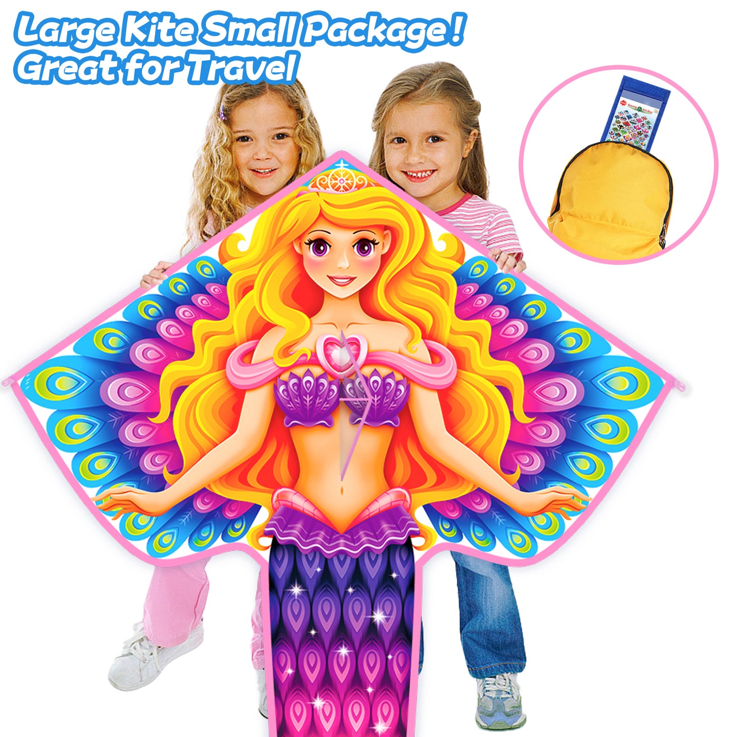 Kites for Kids Ages 4-8 8-12 | Large Mermaid Kite Girls Boys Adults, Easy to Fly & Assembled, Great Gift for Easter Travel Beach