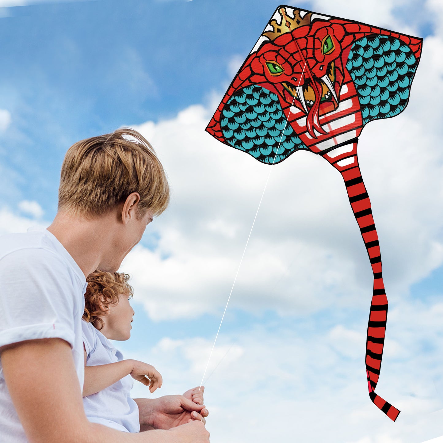 Kite for Kids Age 4-8 8-12, Large Kite for Boys Adults Easy to Fly & Assemble, Beach Kites with 328ft Kite String,Perfect for Beach Trip Park Family Activities Outdoor Games-Red Snake