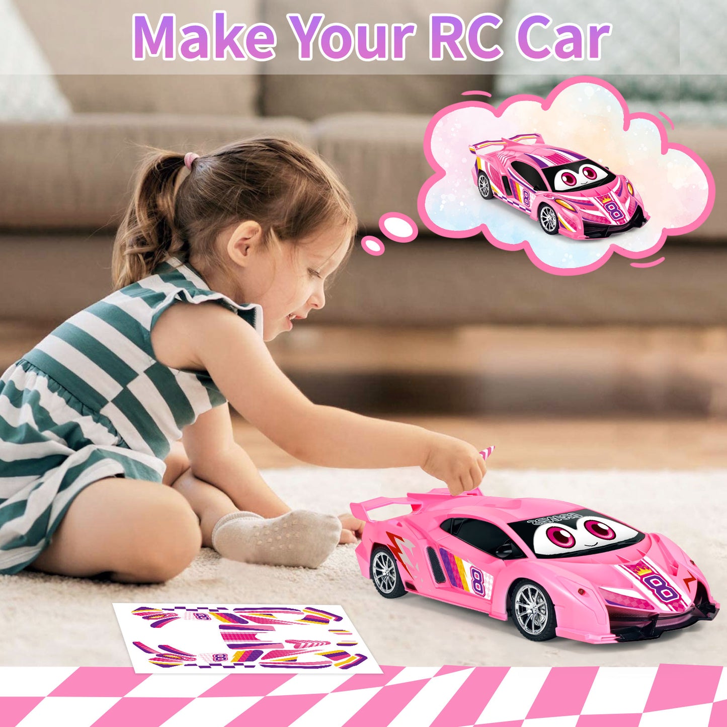Remote Control Cars Toys for 3 4 5 6 7 8 Year Old Boys 1:18 High Speed Sports Racing Drift RC Car with LED Light Boys Girls Gifts Age 3-12 Kids Toy Birthday Presents Indoor Outdoor Game