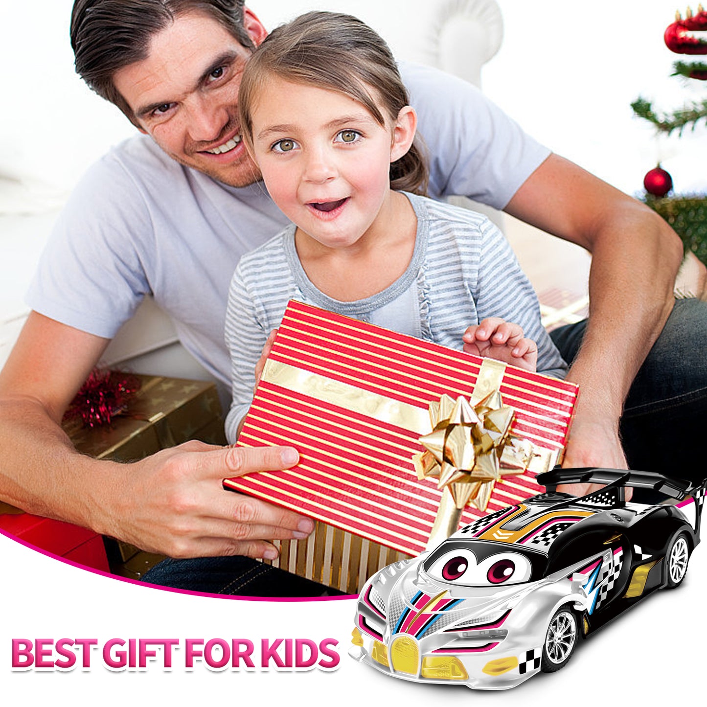 Remote Control Cars Toys for 3 4 5 6 7 8 Year Old Boys 1:18 High Speed Sports Racing Drift RC Car with LED Light Boys Girls Gifts Age 3-12 Kids Toy Birthday Presents Indoor Outdoor Game