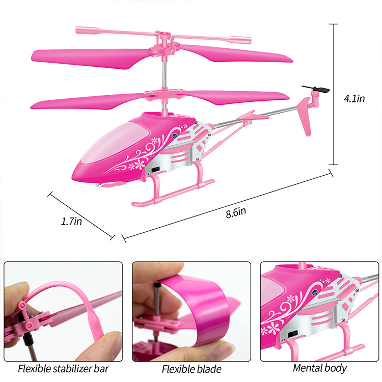 "Remote Control Helicopter for Kids| Toys for Ages 5-7 8-10| Rc Helicopter Toys w/t LED Lights, 3.5 Channel, Gyro Stabilizer, Altitude Hold, 2.4GHz Helicopter Toys for Beginner Boys Girls Indoor- Pink "
