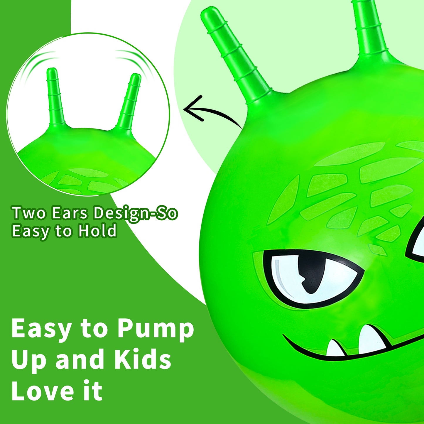 Kids Bounce Balls - 18" Bouncing Ball with Handle, Large Bouncy Jumping Balls for Boys Girls Balance Jump Games,Toddlers Toys Inflatable Ball for Party Favors | Outdoor | Indoor Games-Green