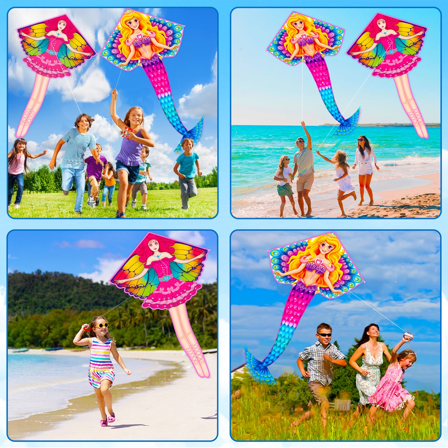 Kites for Kids Ages 4-8 8-12 | Large Blue Fairy Kites Girls Boys Adults, Easy to Fly & Assembled, Great Gift for Easter Travel Beach