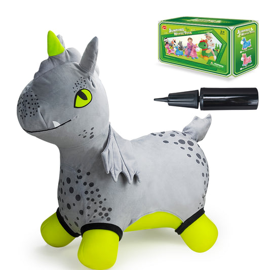 Bouncy Horse - Baby Toys Inflatable Plush Bouncing Dinosaur Hopper, Indoor Outdoor Toys Ride On Animal with Pump for Boys Girls Toddlers Birthday Party Gifts