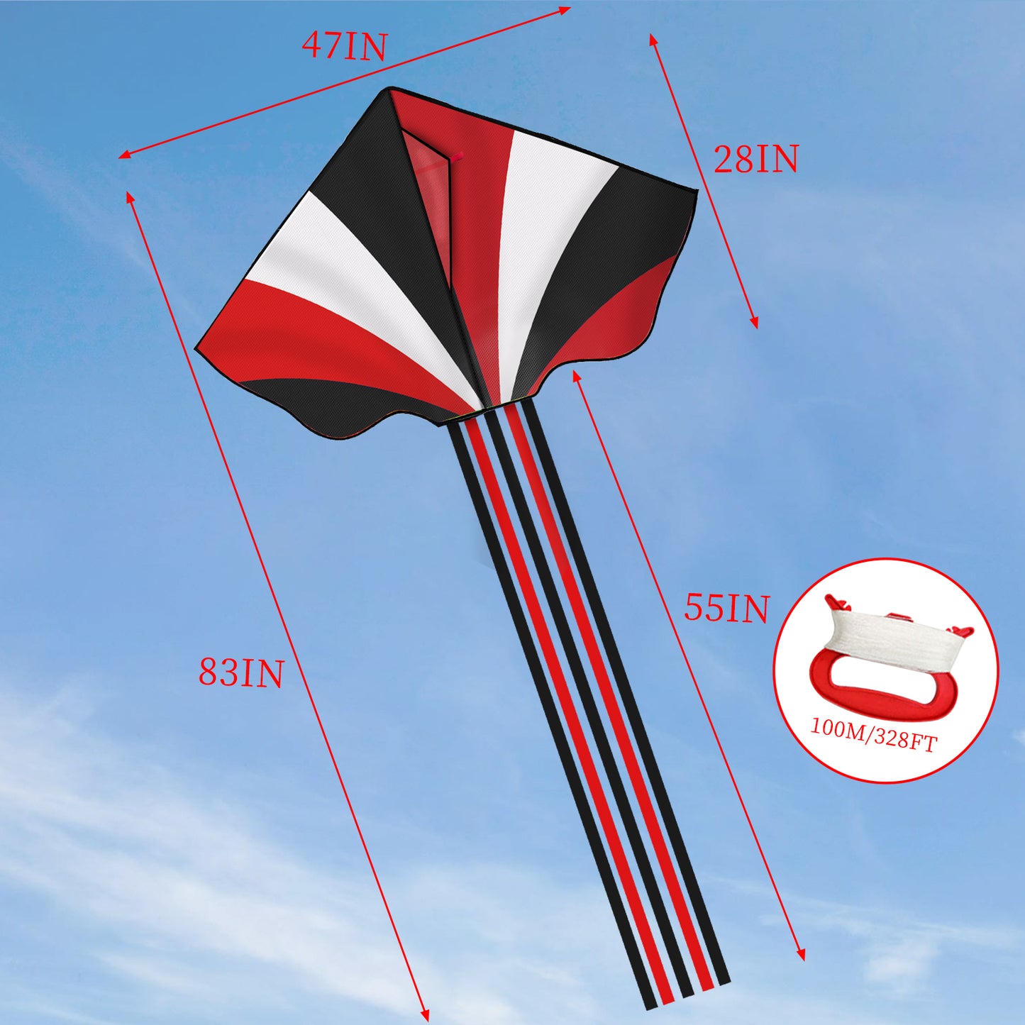 Kite for Kids Age 4-8 8-12, Large Kite for Boys Adults Easy to Fly & Assemble, Beach Kites with 328ft Kite String,Perfect for Beach Trip Park Family Activities Outdoor Games-Red Snake