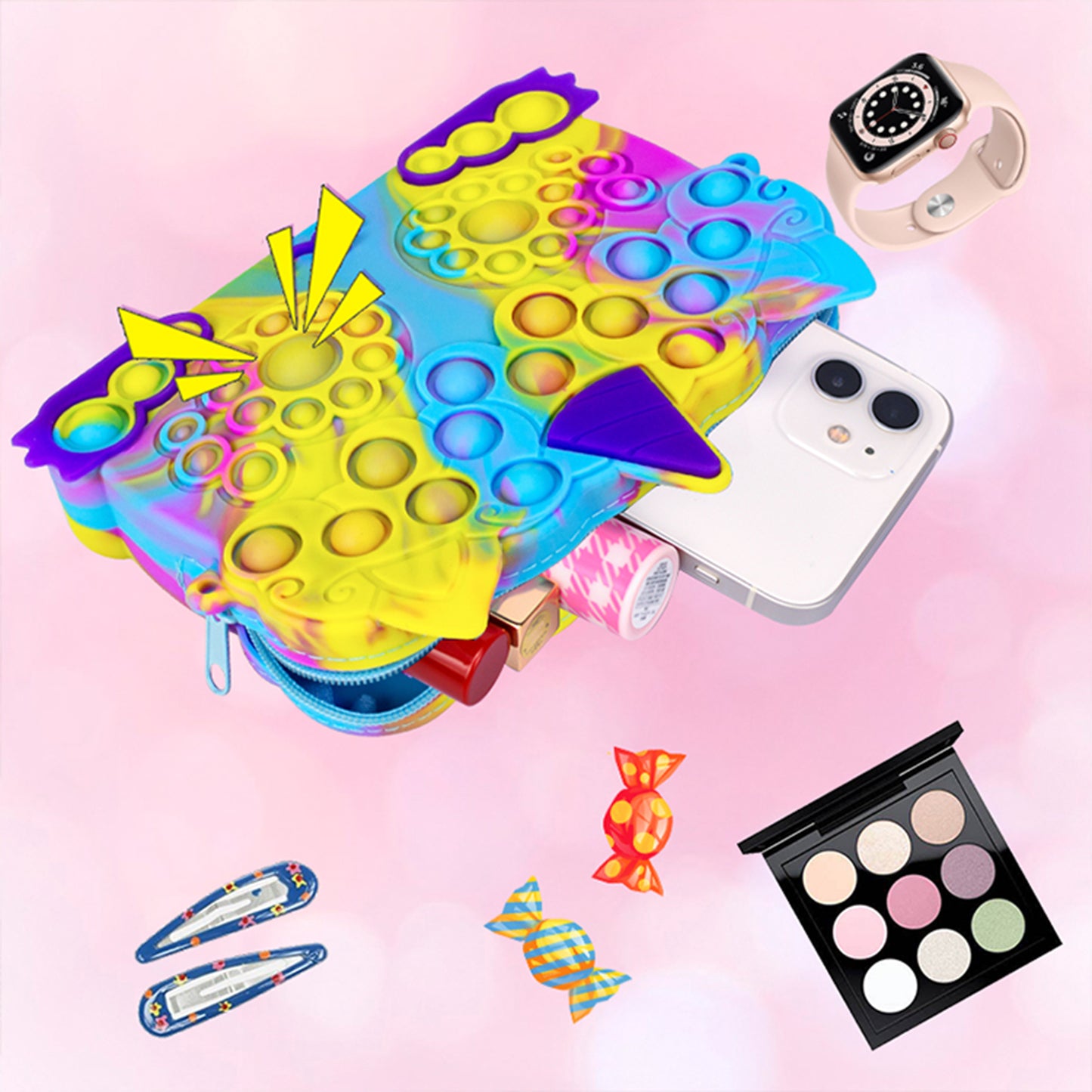 Sensory Bubble Game Fidget Toys, Toys for 2 3 4 5 Year Old Girls, Bubble Purse Pets for Toddlers Girls- ADHD Anxiety Autismand Stress Reliever Toy Unicorn Gifts for Kids Adults