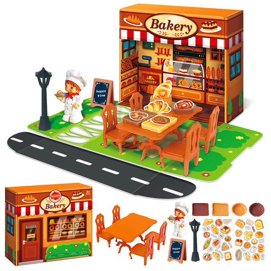 Children's mini dream house storage display and entertainment scene theme deformation color box toy models