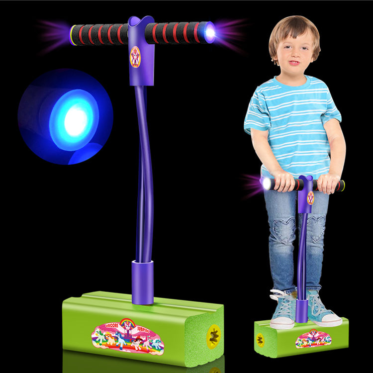 Foam Pogo Jumper for Kids 3 4 5 6 7 Years Old Boys Girls- Dinosaurs & Unicorn Theme and Lights Up Stick, Birthday for Toddlers Boys Girls Toys-Green