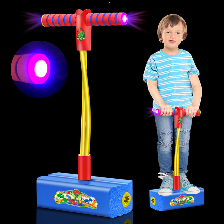 Foam Pogo Jumper for Kids 3 4 5 6 7 Years Old Boys Girls- Dinosaurs & Unicorn Theme and Lights Up Stick, Birthday for Toddlers Boys Girls Toys-Blue