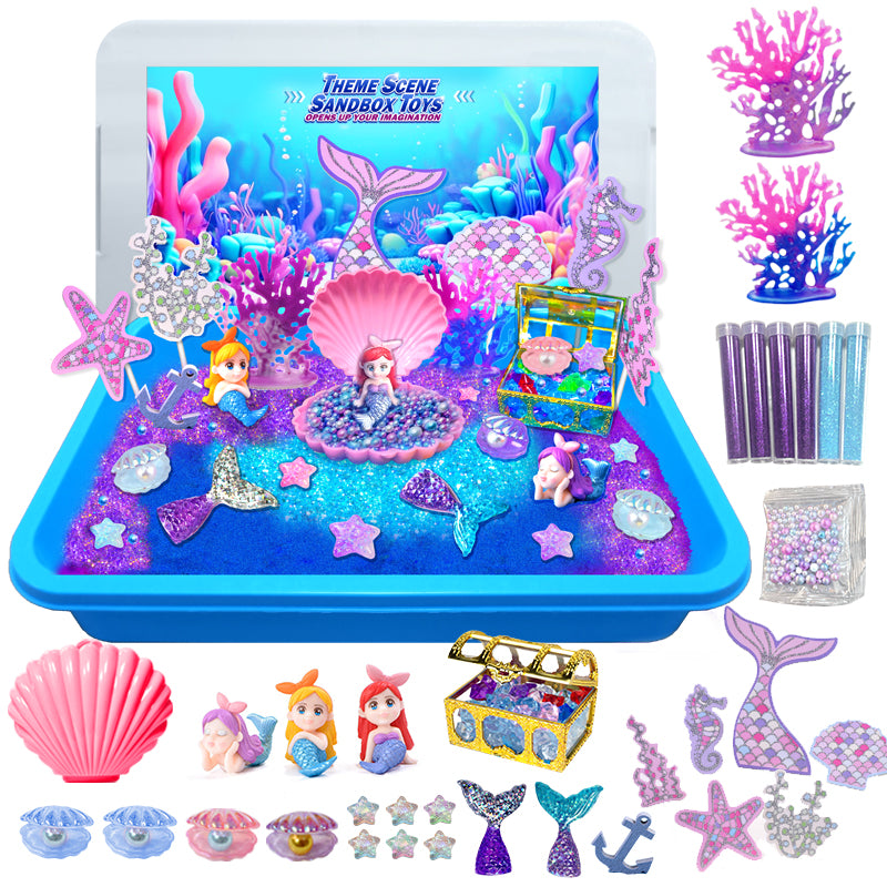 New 2nd generation stereo Sandbox Toy Sensory Bin Toy for Kids-Mermaid Toys and Play Sand Kit for Boy,Sensory Bin Filler and Toddler Activities for Boys and Girls Ages 3-6+
