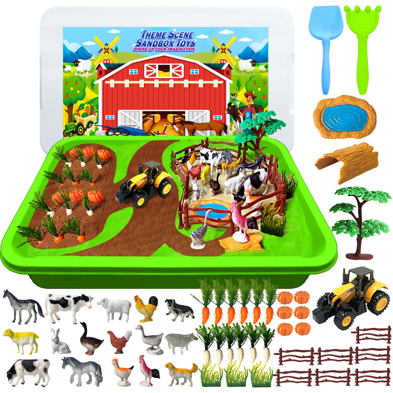 New 2nd generation stereo Sandbox Toy Sensory Bin Toy for Kids-Farm Toys and Play Sand Kit for Boy,Sensory Bin Filler and Toddler Activities for Boys and Girls Ages 3-6+