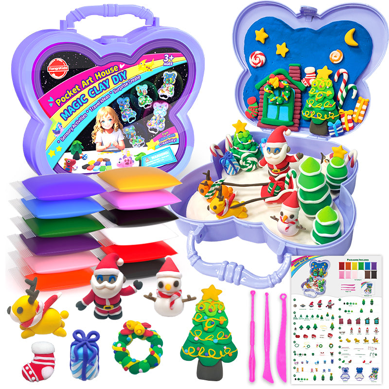 Air Dry Clay With Storage Box ,12 Colors Modelling Clay with 3 Tools & Project Booklet,DIY Creative Ultra Soft Light Magic Clay,Arts and Crafts Kits for Kids Boys Girls Toys