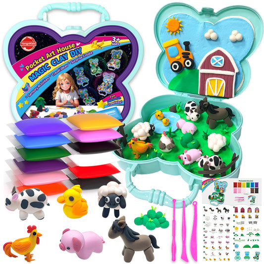 Air Dry Clay With Storage Box ,12 Colors Modelling Clay with 3 Tools & Project Booklet,DIY Creative Ultra Soft Light Magic Clay,Arts and Crafts Kits for Kids Boys Girls Toys