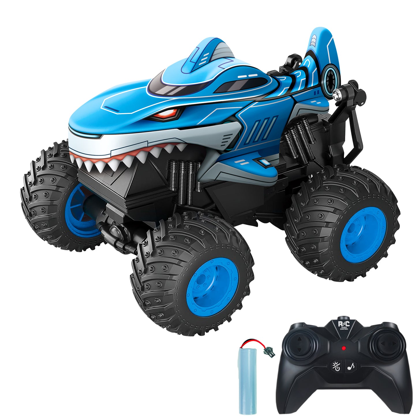 Remote Control Monster Car, All Terrain Remote Control Monster Truck, RC Monster Car Toy Truck with Music LED Light, RC Monster Truck for Boys 4-7 8-12 Girls Kids
