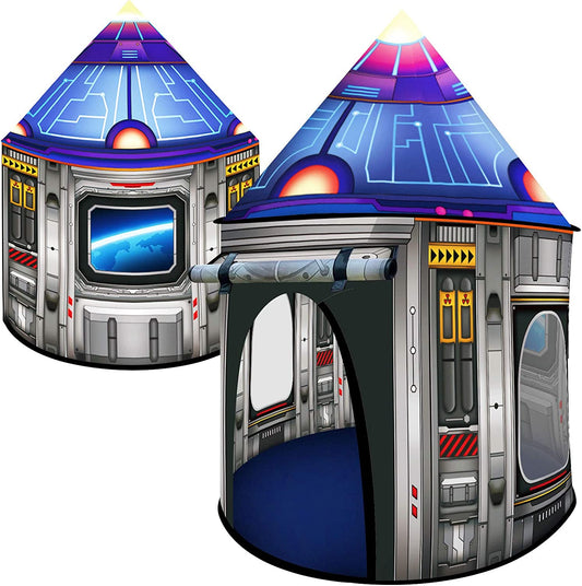 Rocket Ship Play Tent for Kids, Astronaut Spaceship Space Themed Pretend Playhouse Indoor Outdoor Games Party Children Tent Birthday Toy for Boys Girls Toddler Baby