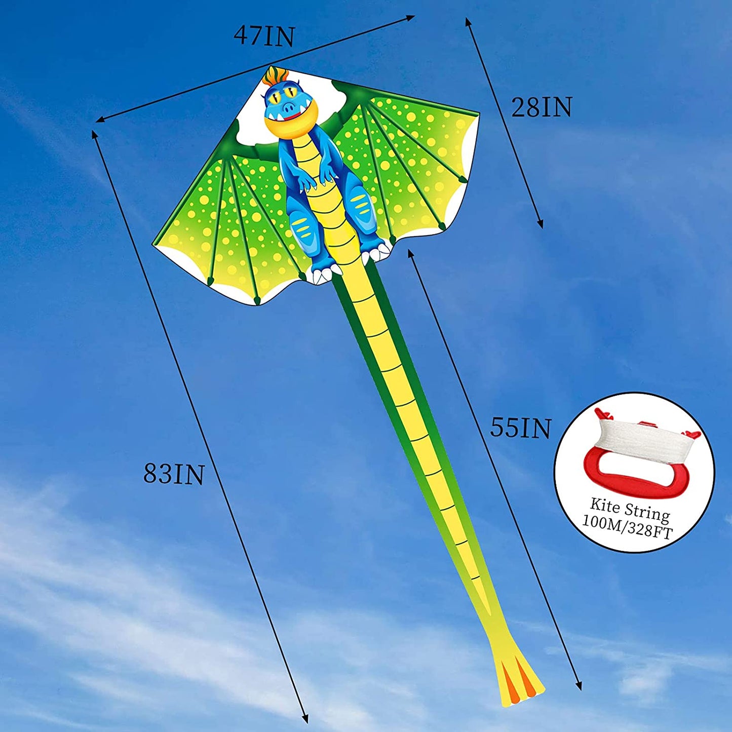 Dinosaur Kite for Kids Adults Easy to Fly & Assembly
