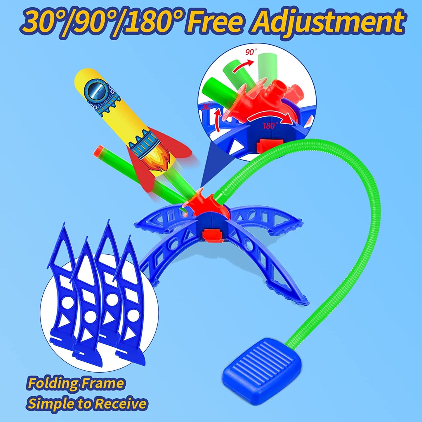 Rocket & Planes with Air Powered Launcher Toys for Kids Ages 3 4 5 6 7 8-12 Years Old Boys Girls Outdoor Jumping Step On Games Party Favors, Outside Games STEAM Toys Birthday Xmas Gifts