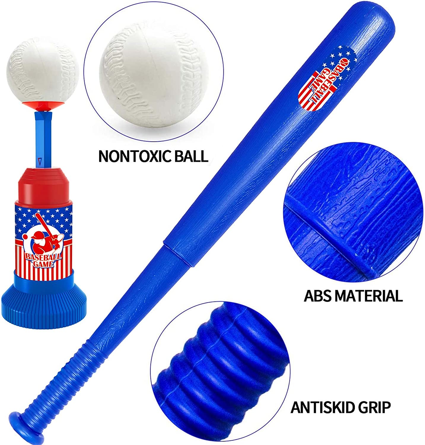 HAOMARK TBall Set | Baseball Bat | Toddler Baseball-Baseball 3 Balls- Kids Baseball Tee Game for Boys & Girls Ages 2- 10 Years
