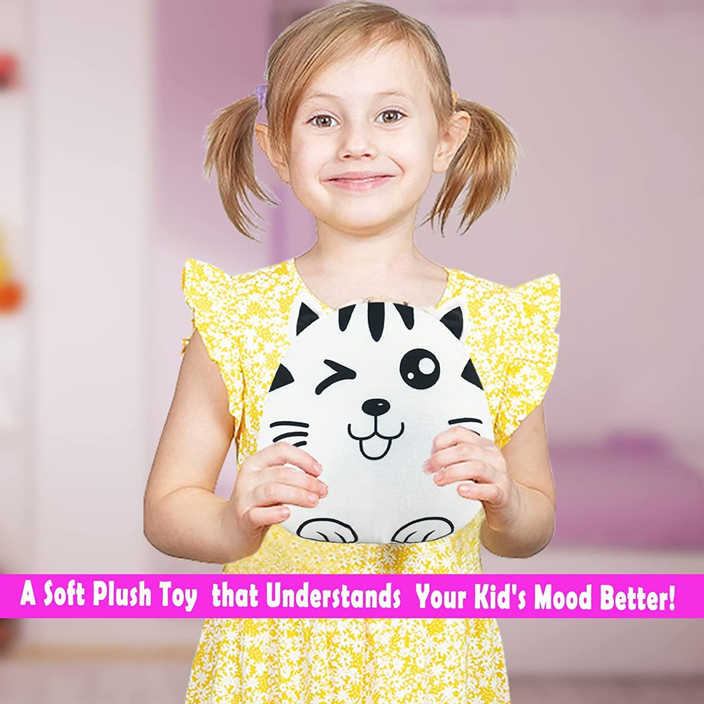 The Original Six Faces Cat Plushie Toys- Sensory Fidget Toy for Stress Relief- A Soft Stuffed Animal Plush Toy That Understands Your Kid's Mood Better!