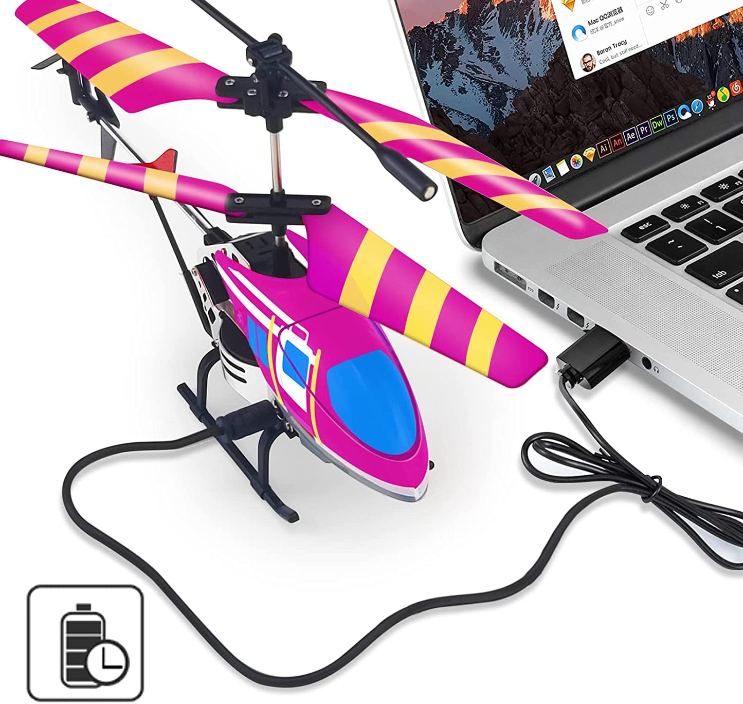 2.4 GHz 3.5 Channel Rc Helicopter Toy with Gyro & LED Light, Perfect Indoor Flying Toy (Purple)