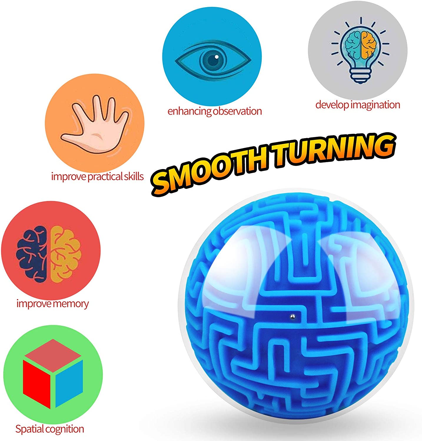 "Maze 3D Memory Sequential Maze Ball Puzzle Toy Gifts for Kids Adults - Challenges Game Lover Tiny Balls Brain Teasers Game (Blue) "