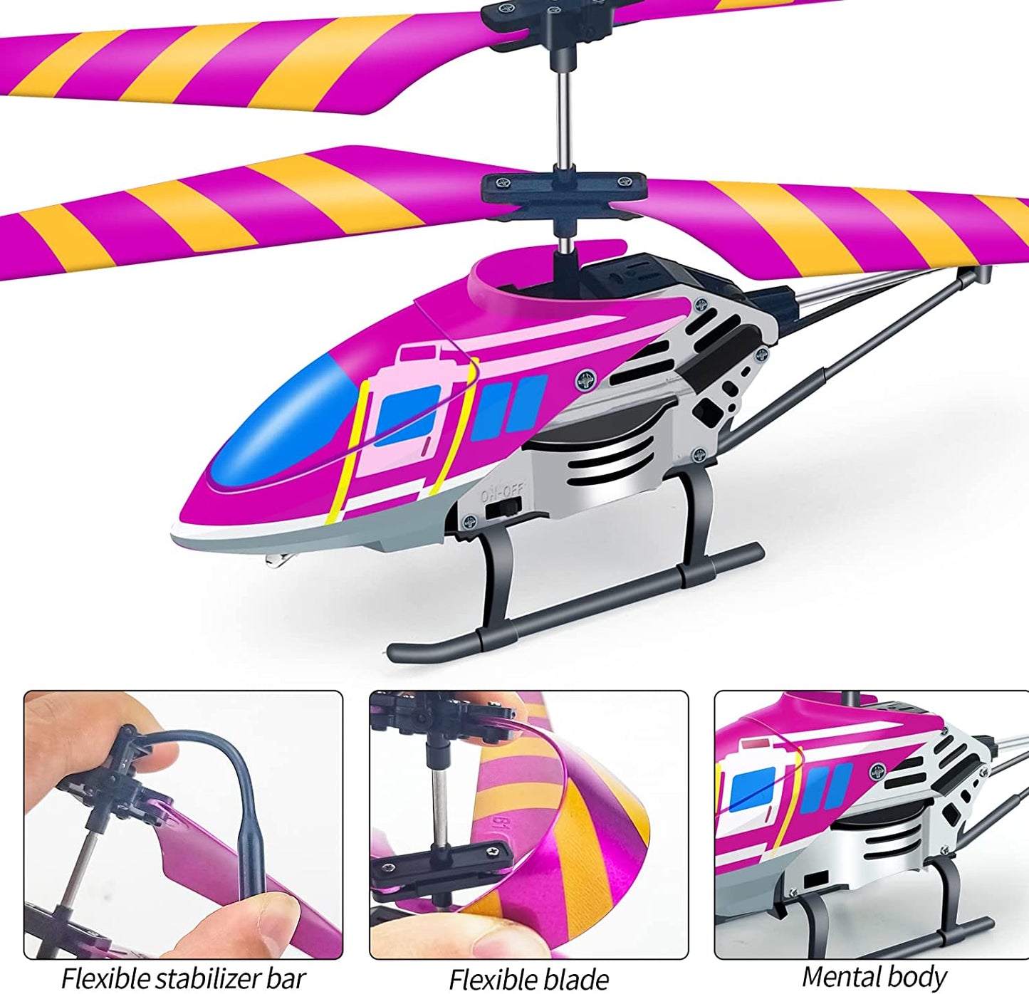2.4 GHz 3.5 Channel Rc Helicopter Toy with Gyro & LED Light, Perfect Indoor Flying Toy (Purple)