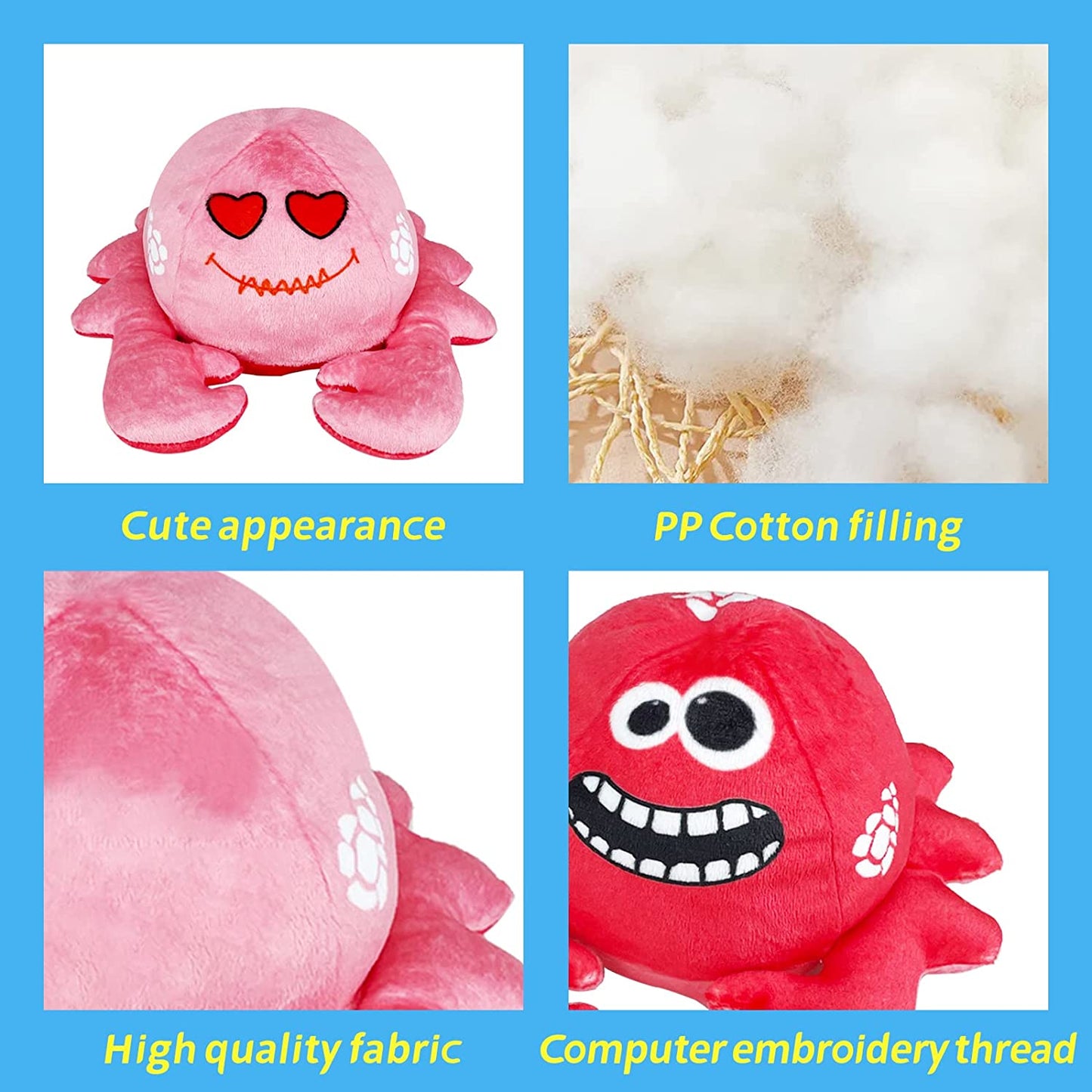 Ynybusi Reversible Plushie | Reversible Octopus Friends Starfish & Crab Stuffed Animal Plush Toys- Purple/Green/Pink/Red | Mood Plush Toys Copyright 2022 News (Starfish+Crab