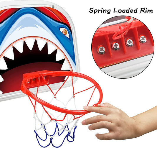 Toddler Basketball Hoop, Kids Basketball Hoop Set- Mini Basketball Hoop Door & Wall Set- Multifunction Toddler Basketball Hoop Toys for Boys Girls Indoor Outdoor Sport Games(Shark