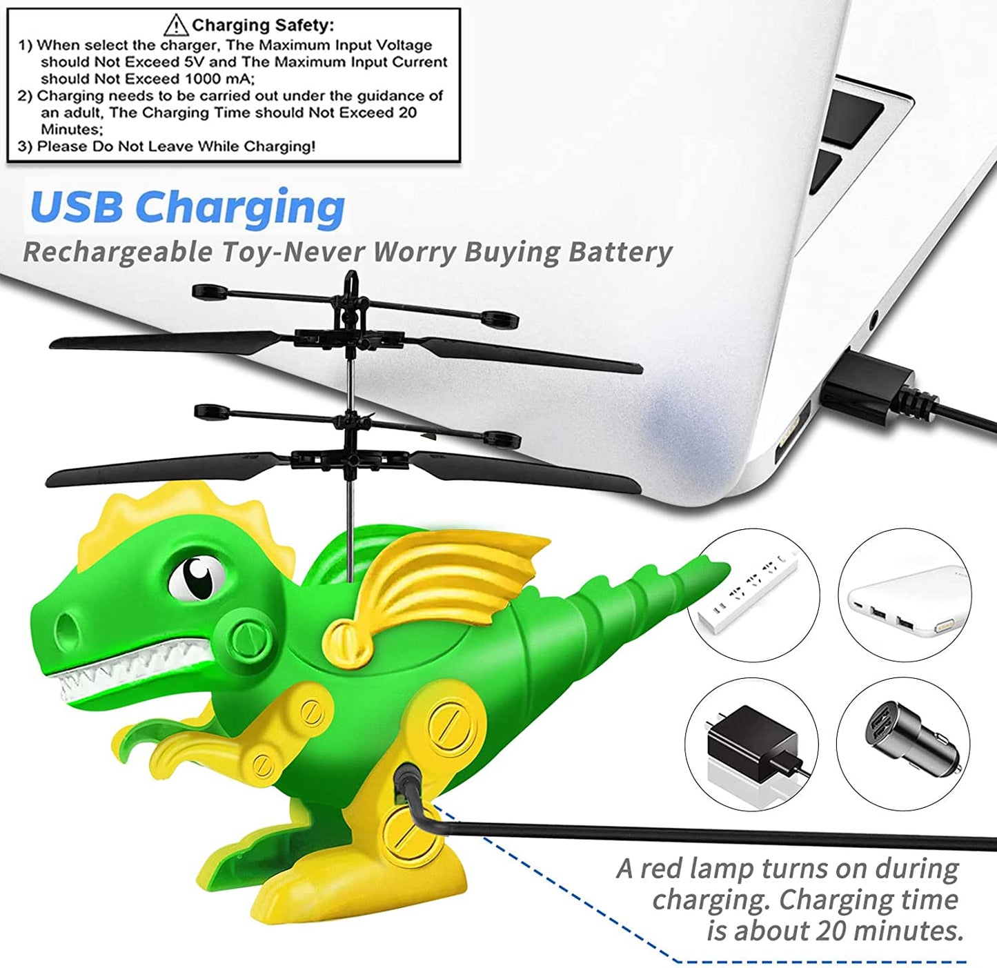 Flying Dinosaur Helicopter Robot Ball Drone Toy for Kids Boys Year Old Gifts, 2025 New Dinosaur World Gifts