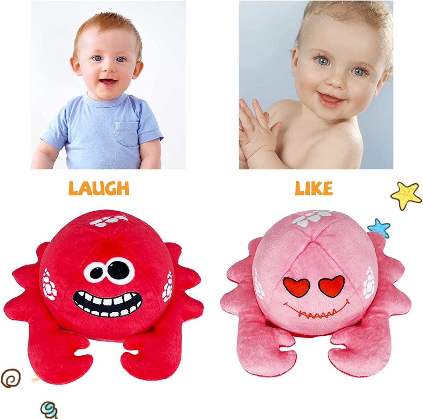 Ynybusi Reversible Plushie | Reversible Octopus Friends Starfish & Crab Stuffed Animal Plush Toys- Purple/Green/Pink/Red | Mood Plush Toys Copyright 2022 News (Starfish+Crab