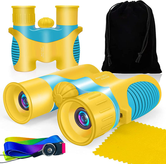 Binoculars for Kids, Kids Binoculars Gifts for 3-12 Years Boys and Girls, Shockproof Compact Binoculars for Bird Watching, Travel, Camping, Yellow