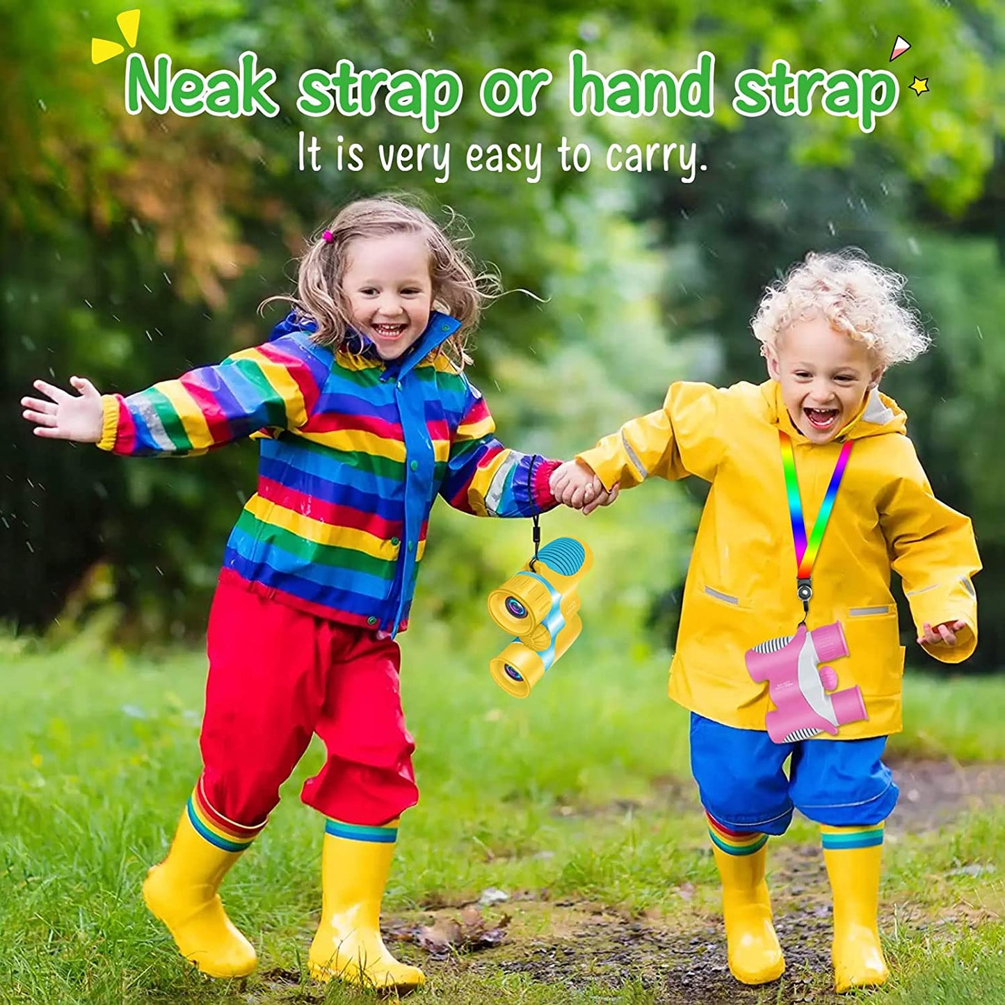 Binoculars for Kids, Kids Binoculars Gifts for 3-12 Years Boys and Girls, Shockproof Compact Binoculars for Bird Watching, Travel, Camping, Pink