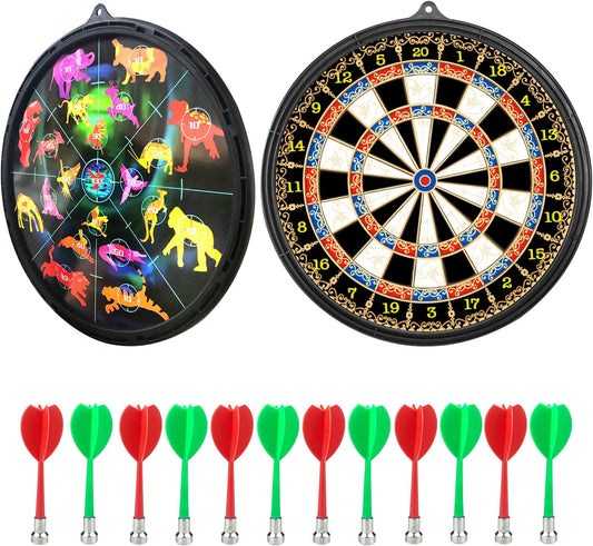 "Magnetic Dart Board - Double Side Magnetic board with 12 pcs Darts- Excellent Indoor Game and Party Games - Magnetic Dart Board Toys Gifts for 5 6 7 8 9 10 11 12 Year Old Boy Kids "