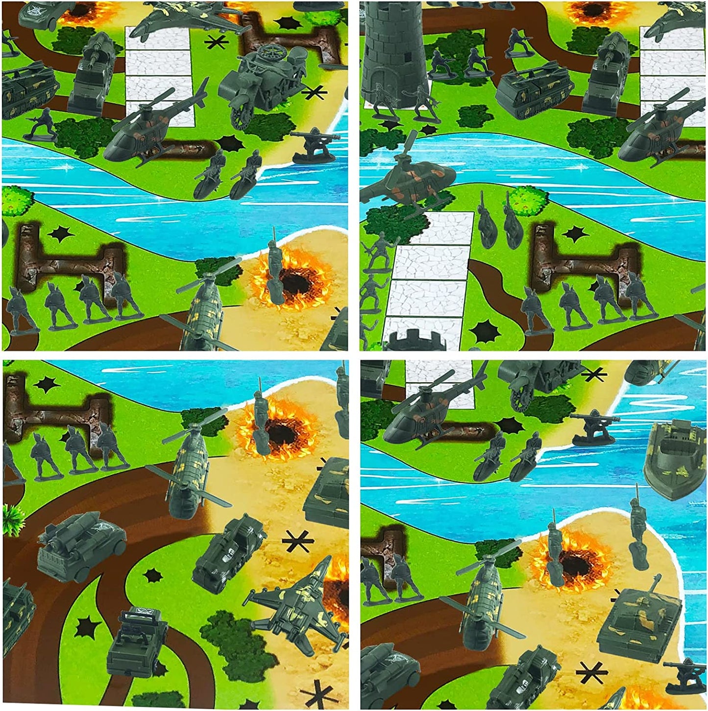 Toys for Boys|Army Men Toys for Boys|Army Men|Army Toys-46 Pcs Army Scene Box-Mini Action Figure Play Set with Soldiers, Vehicles ,Tanks , Aircrafts & Boats (Army)