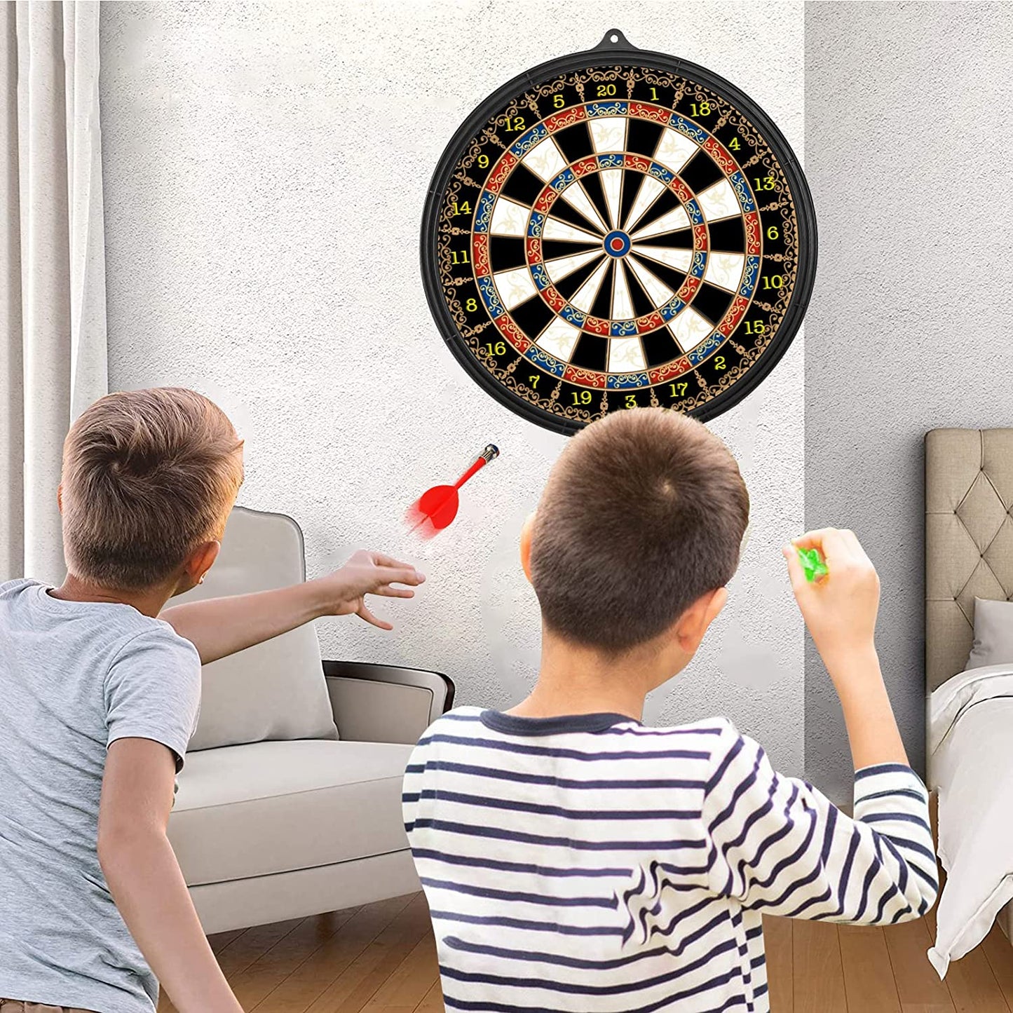 "Magnetic Dart Board - Double Side Magnetic board with 12 pcs Darts- Excellent Indoor Game and Party Games - Magnetic Dart Board Toys Gifts for 5 6 7 8 9 10 11 12 Year Old Boy Kids "