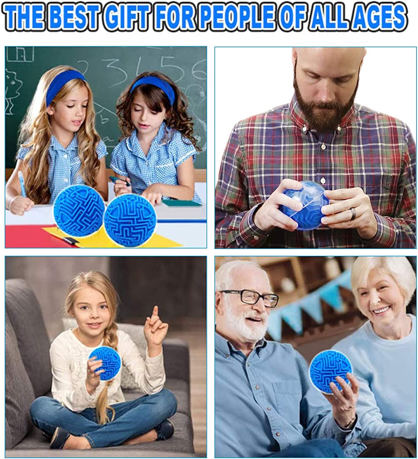 "Maze 3D Memory Sequential Maze Ball Puzzle Toy Gifts for Kids Adults - Challenges Game Lover Tiny Balls Brain Teasers Game (Blue) "