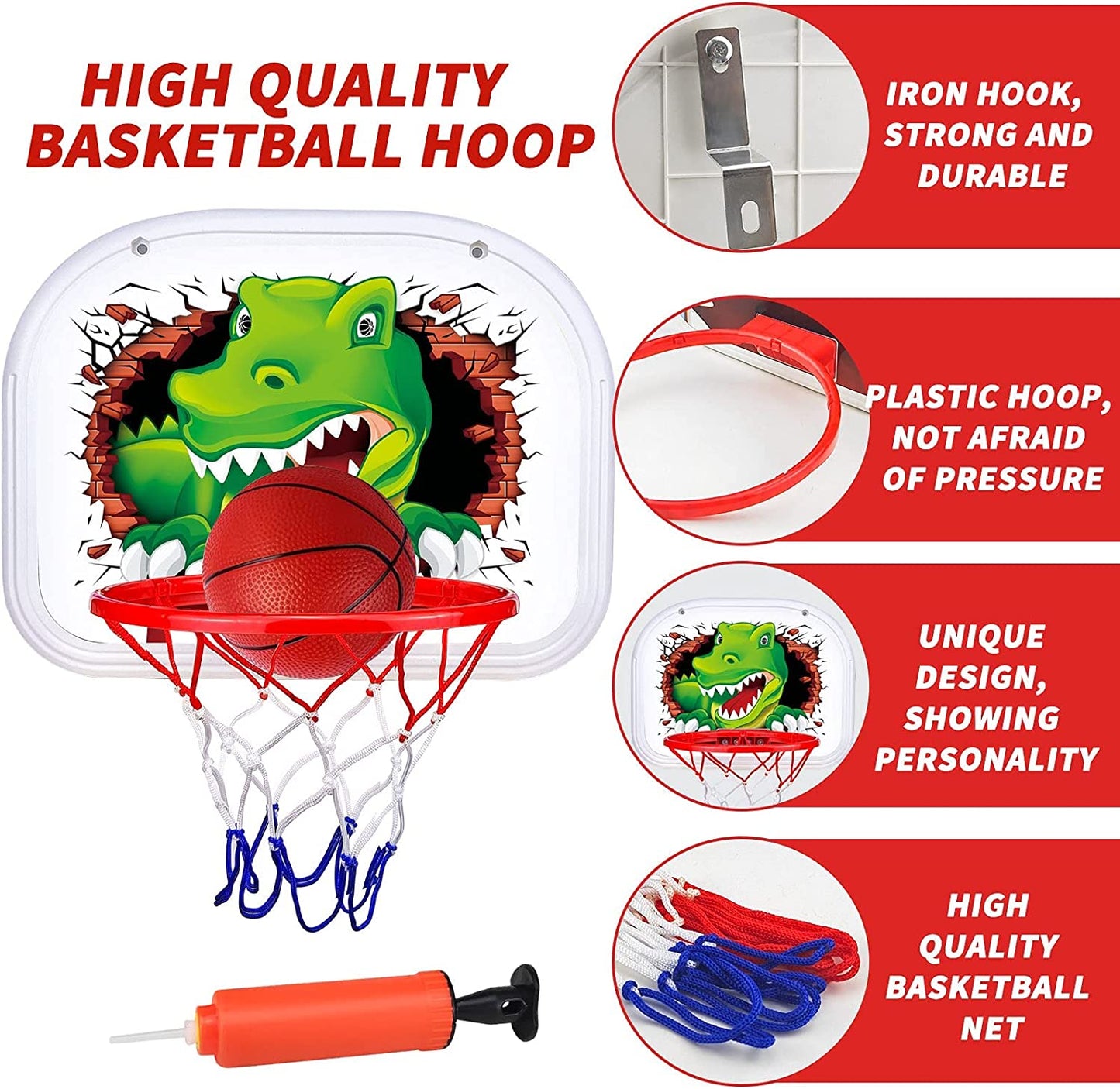 Toddler Basketball Hoop, Kids Basketball Hoop Set- Mini Basketball Hoop Door & Wall Set- Multifunction Toddler Basketball Hoop Toys for Boys Girls Indoor Outdoor Sport Games(Shark