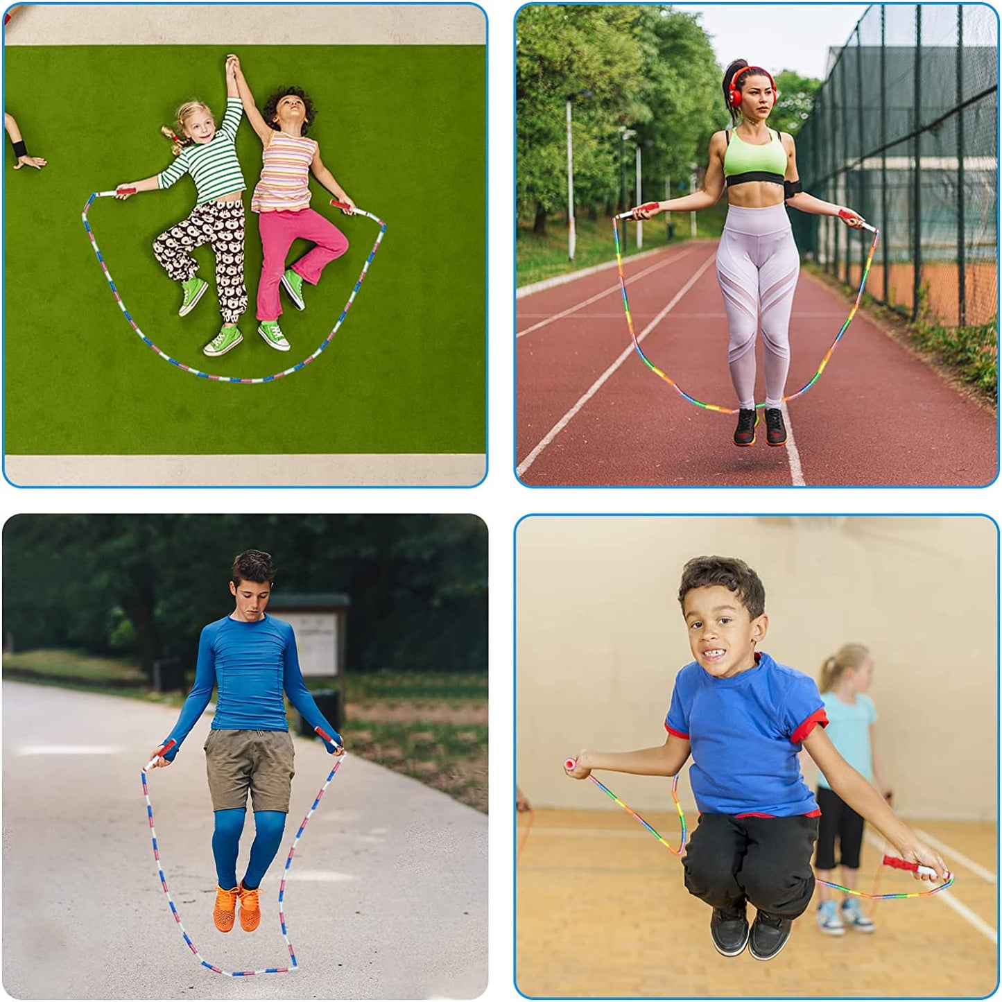 Jump Rope | Soft Beaded Jump Rope & Skipping Rope & Speed Rope adjustable for Kids Toddler Boys Girls Women Fitness Training Workout, 9 Feet 2 Pack