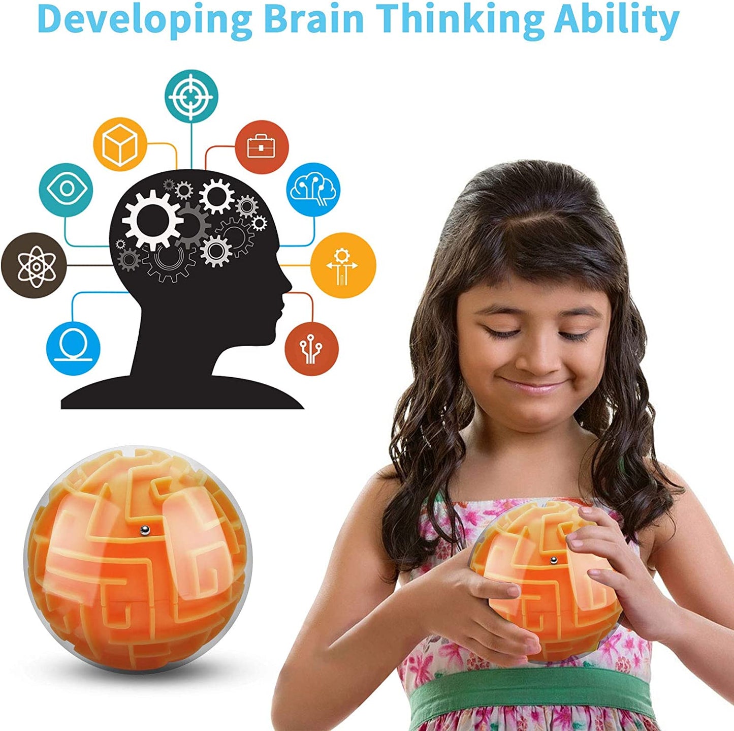 "Maze 3D Memory Sequential Maze Ball Puzzle Toy Gifts for Kids Adults - Challenges Game Lover Tiny Balls Brain Teasers Game (Orange) "