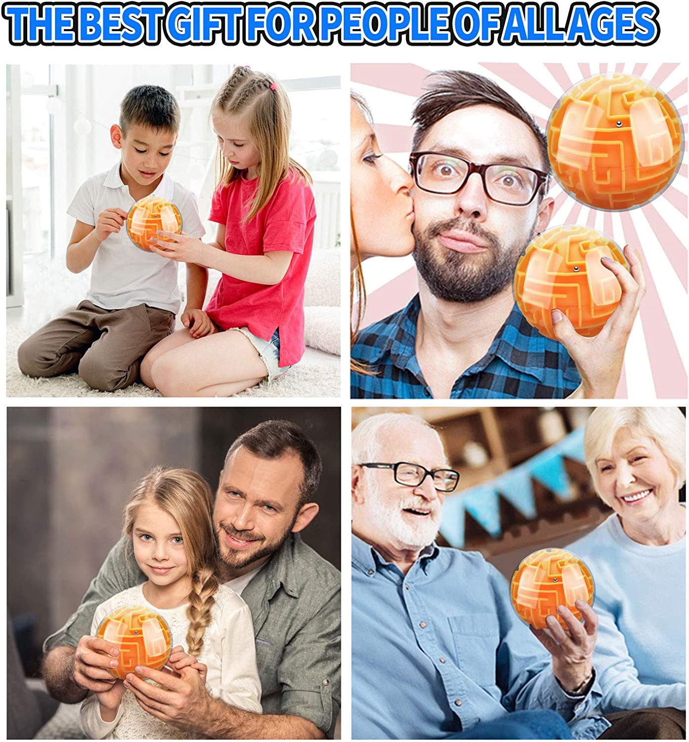 "Maze 3D Memory Sequential Maze Ball Puzzle Toy Gifts for Kids Adults - Challenges Game Lover Tiny Balls Brain Teasers Game (Orange) "