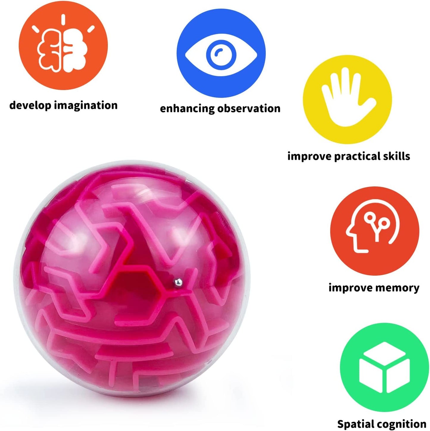 "Maze 3D Memory Sequential Maze Ball Puzzle Toy Gifts for Kids Adults - Challenges Game Lover Tiny Balls Brain Teasers Game (Red) "